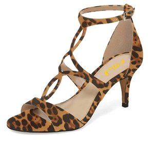 FSJ Ankle Strap Sandals Open Toe Kitten Low Heel Shoes